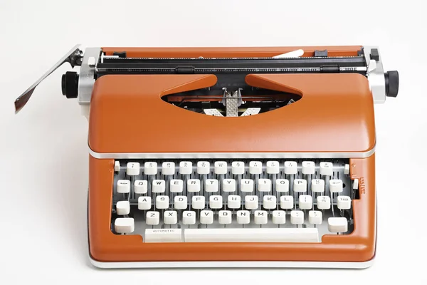 Portable Manual Typewriter In Red Orange — Stock Photo, Image
