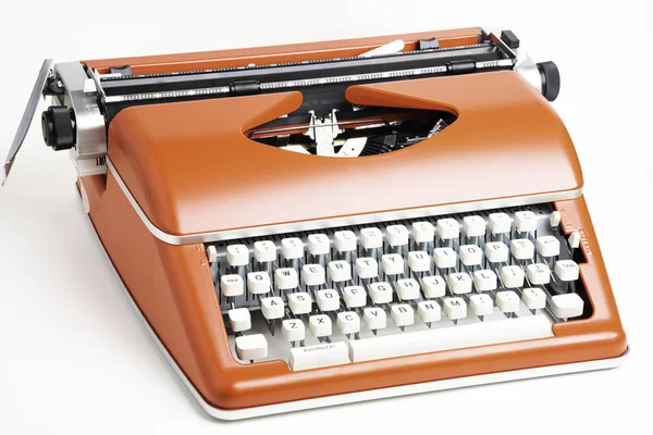 Portable Manual Typewriter In Red Orange — Stock Photo, Image