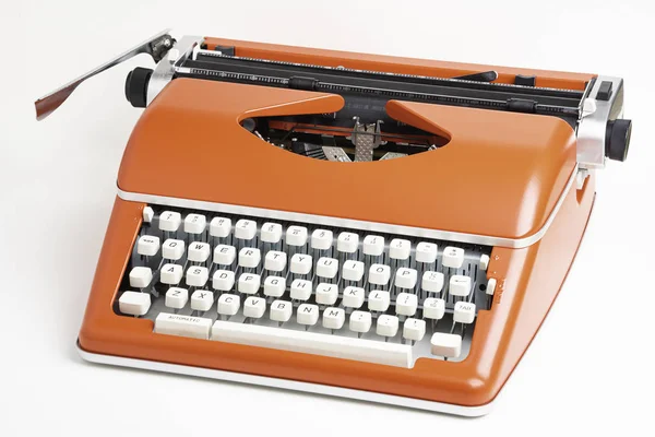 Portable Manual Typewriter In Red Orange — Stock Photo, Image