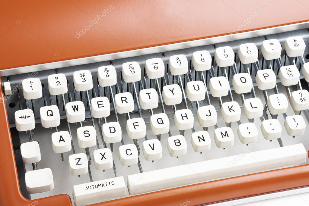 Portable Manual Typewriter In Red Orange