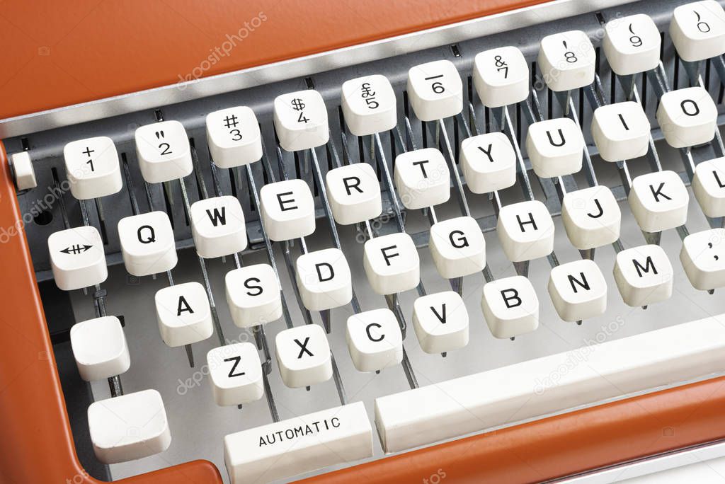 Portable Manual Typewriter In Red Orange