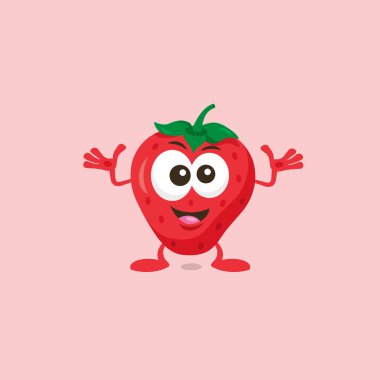 Hafif arka planda izole edilmiş şirin çilek belirleyici maskot..