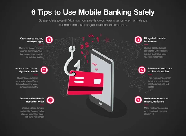 Infographic Voor Tips Mobiel Bankieren Veilig Gebruiken Met Smart Phone — Stockvector