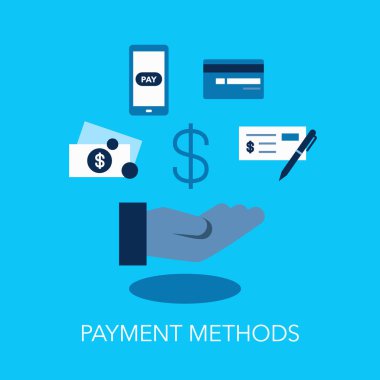 Ödeme yöntemleri düz sembol ve ana sembol olarak el ve dolar. Web siteniz veya sunumunuz için kullanması kolay.