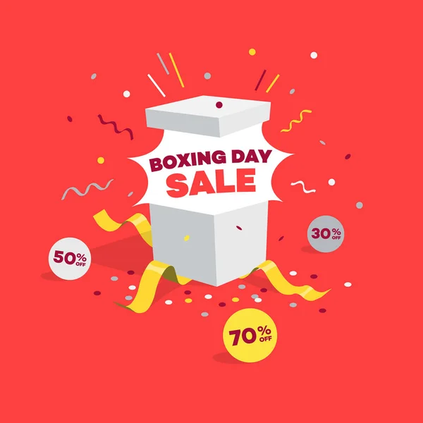 Special Boxing Day Sale Symbol Open Gift Discount Labels Easy — Stock Vector