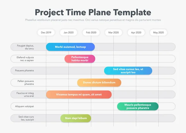 現代のビジネスプロジェクトの時間計画テンプレートは プロジェクトタスクを時間間隔で表示します ウェブサイトやプレゼンテーションに簡単に使用できます — ストックベクタ
