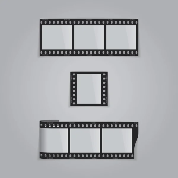 Realistic Looking Film Strips Easy Use Your Design Transparent Shadows — Stock Vector