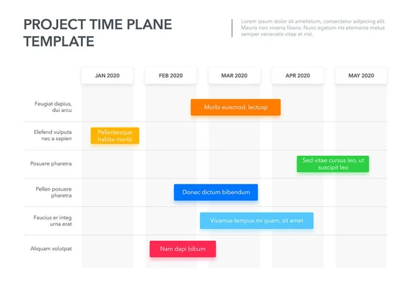 Plantilla Plan Tiempo Proyecto Empresarial Moderno Con Tareas Proyecto Intervalos — Vector de stock