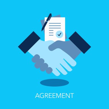 Agreement flat symbol with handshake and documents. Easy to use for your website or presentation.