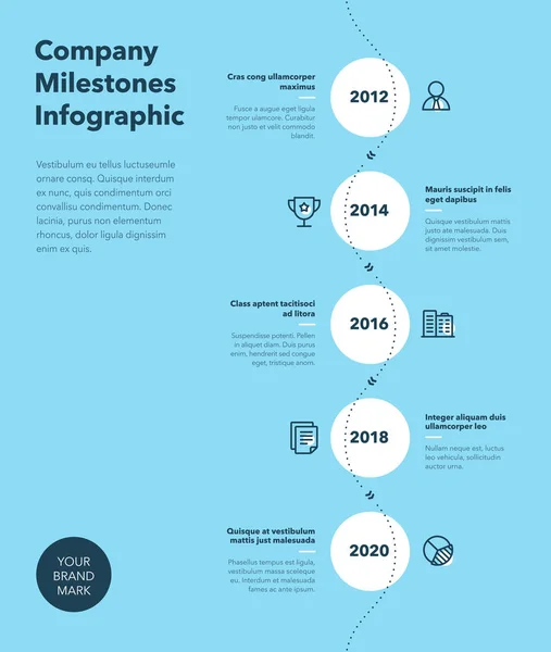 Infográfico Negócios Moderno Para Modelo Linha Tempo Marcos Empresa Com —  Vetores de Stock