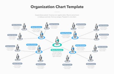Modern simple company organization hierarchy schema template with place for your content. Easy to use for your website or presentation. clipart