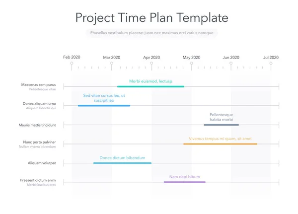 Gráfico Minimalista Del Plan Tiempo Del Proyecto Empresarial Con Las — Vector de stock