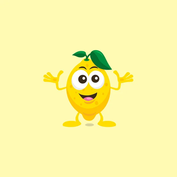 Illustration Cute Lemon Decisive Mascot Isolated Light Yellow Background — Stock Vector