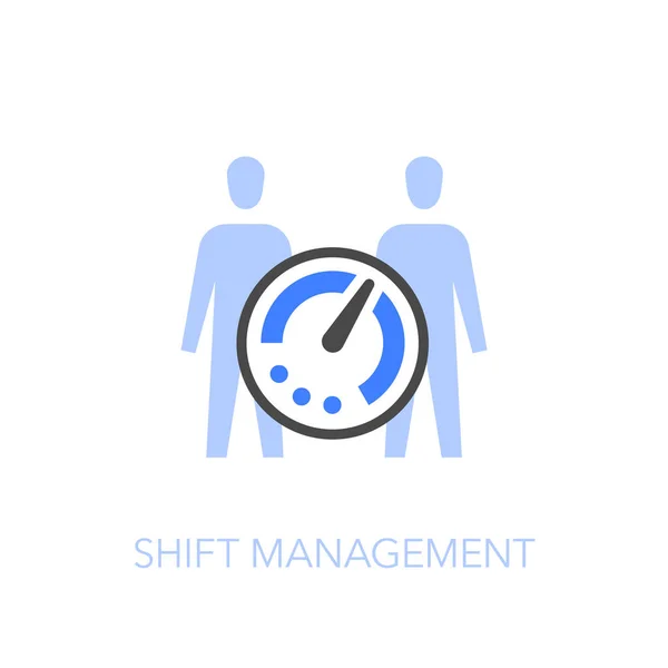 Symbole Gestion Des Quarts Travail Avec Minuterie Deux Personnes Facile — Image vectorielle