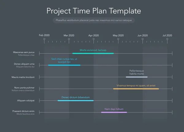 Gráfico Plan Tiempo Proyecto Empresarial Minimalista Con Tareas Proyecto Intervalos — Vector de stock