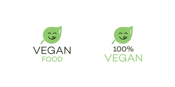 Vegan Food Symbol Green Leaf Emoji Symbol Flat Design Easy — Stock Vector