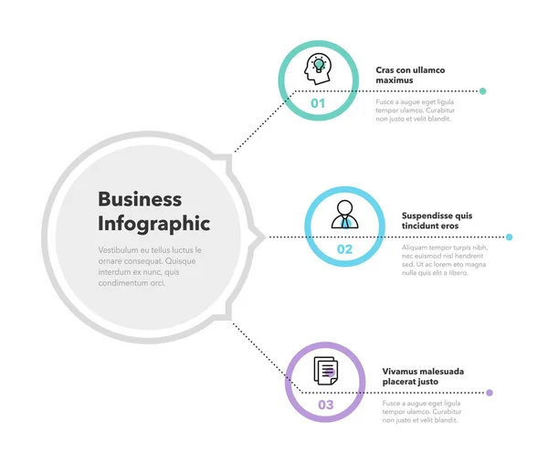 Concepto Simple Para Diagrama Negocio Con Tres Pasos Lugar Para — Archivo Imágenes Vectoriales