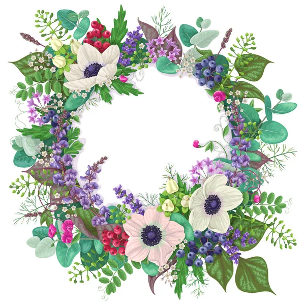 Cartão floral romântico saudação — Vetor de Stock