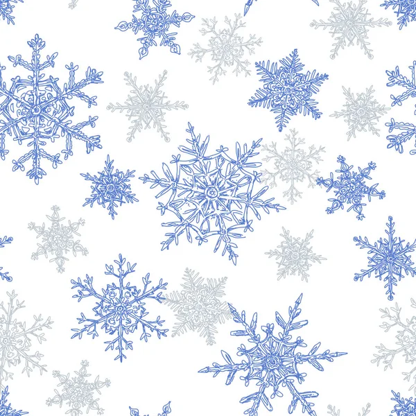 Modèle sans couture avec flocons de neige — Image vectorielle