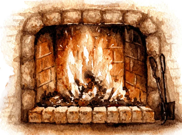 Lareira de queima de pedra velha — Fotografia de Stock