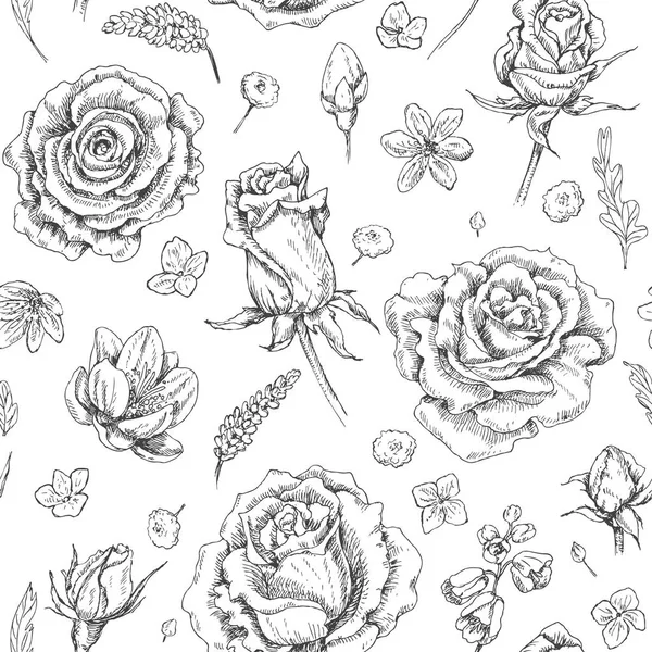 Flowers Sketch Pattern — Stock Vector