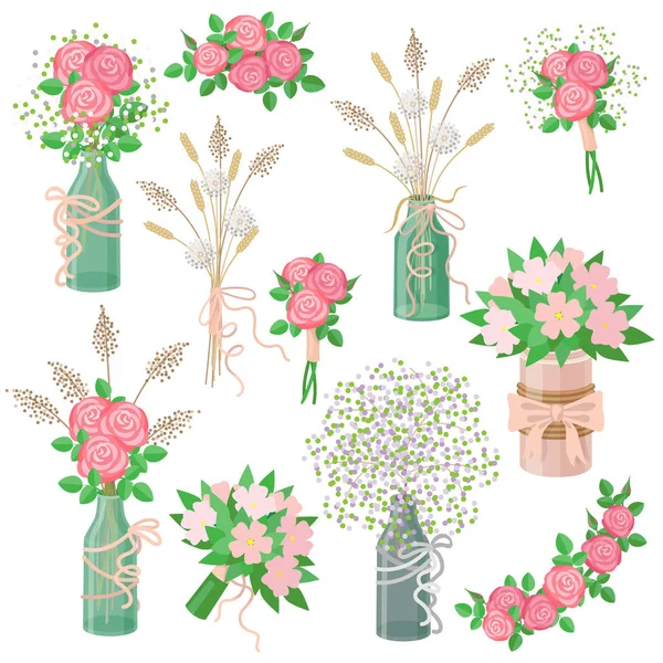Ensemble de bouquets rustiques — Image vectorielle
