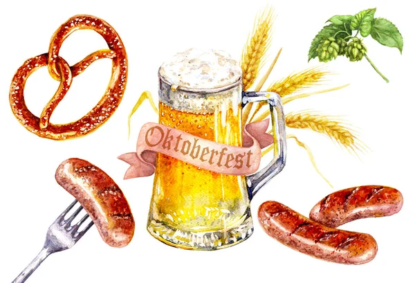 Oktoberfest food drinken set — Stockfoto