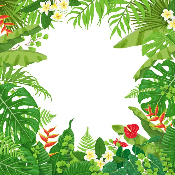 Fond coloré avec des plantes tropicales — Image vectorielle