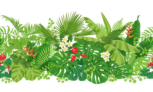 Tropical Plants Seamless Border — Stock Vector