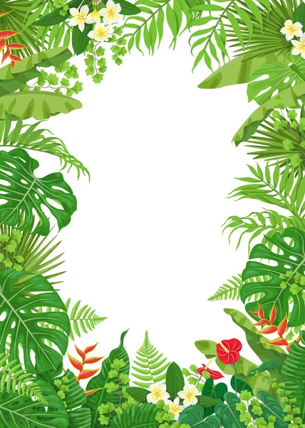 Marco colorido con plantas tropicales — Vector de stock