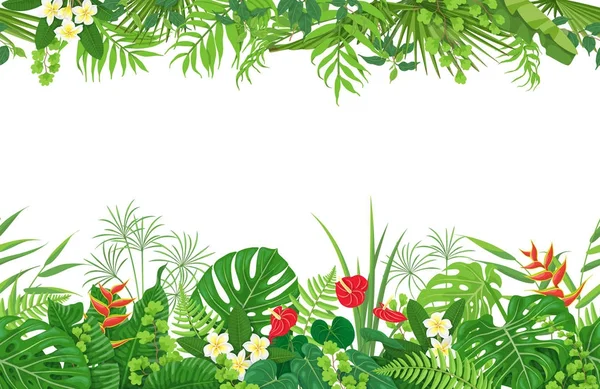 熱帯植物のシームレスな境界線 — ストックベクタ