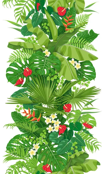 Тропічні рослини Безшовні вертикальні кордони — стоковий вектор