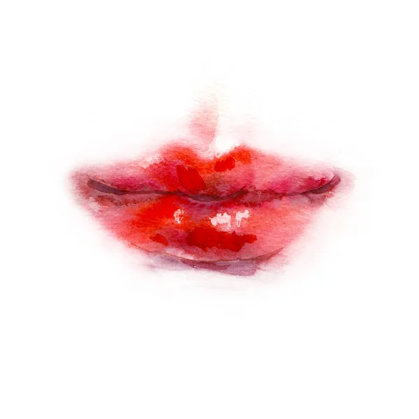 Kvinnliga röda läppar isolerade — Stockfoto