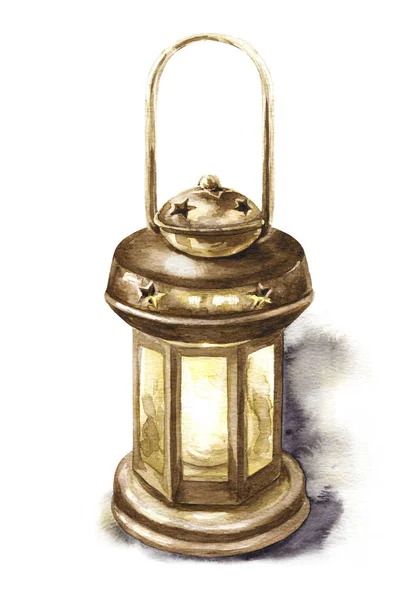 Lanterna de metal de bronze com alça — Fotografia de Stock