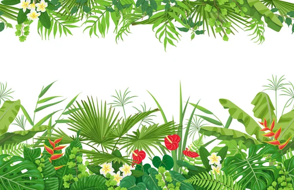 Tropical Plants Seamless Border — Stock Vector