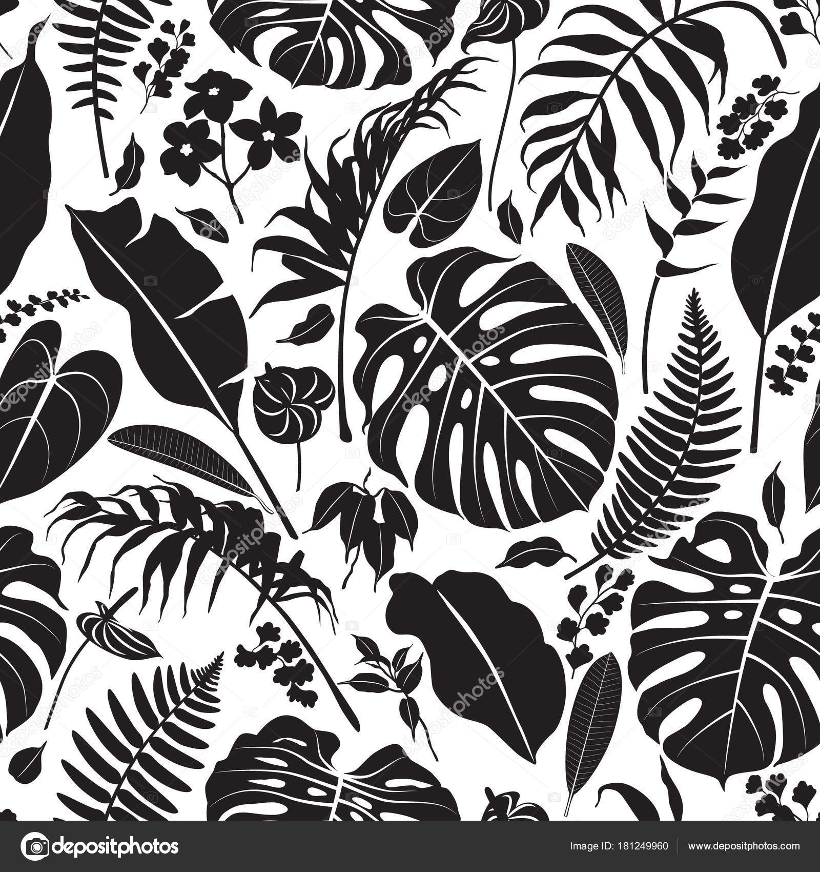 Tropical Leaves Silhouette Pattern Stock Vector Image by ©Valiva 181249960