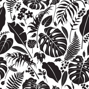 Tropikal yaprak siluet desen