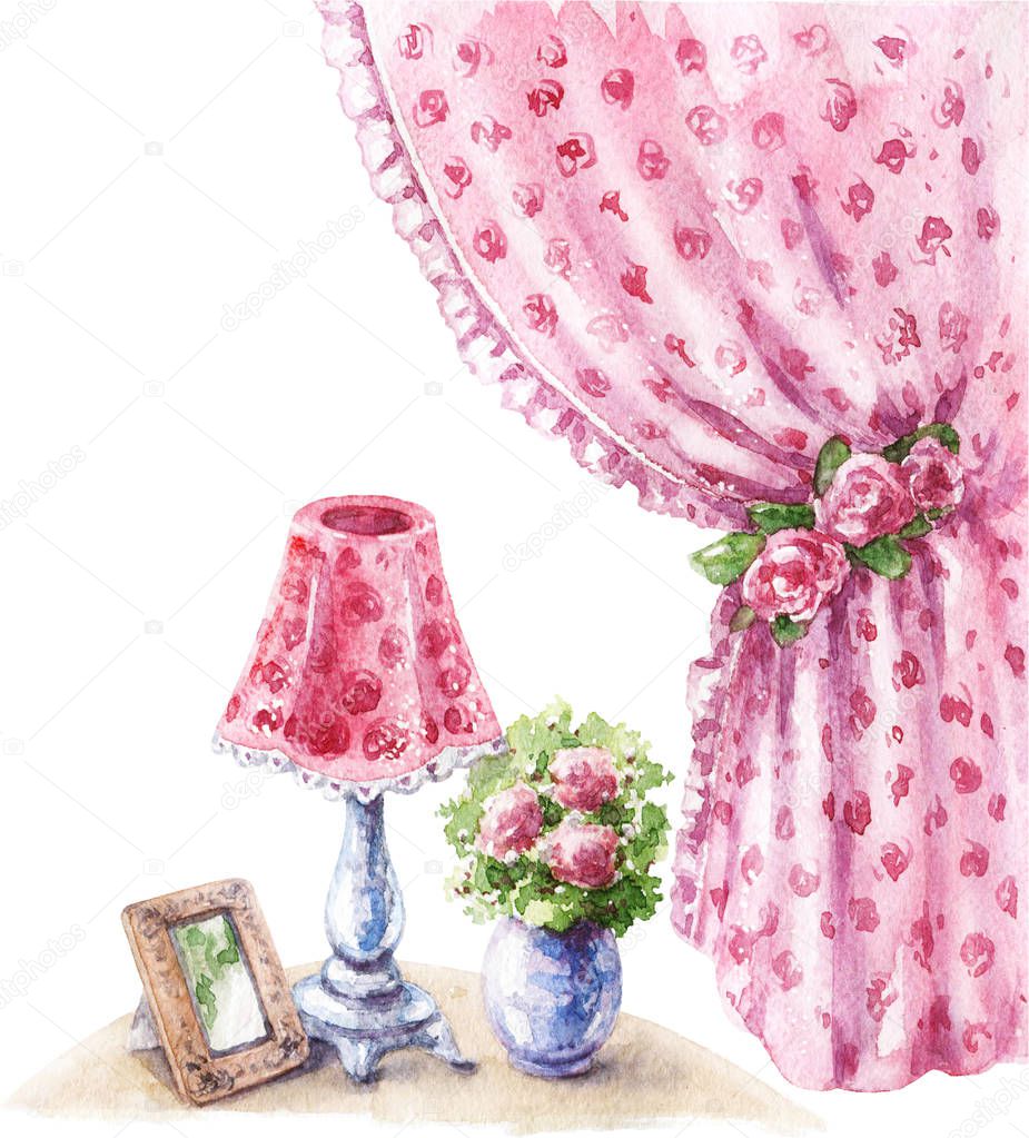 Watercolor Shabby Style Decor Items.