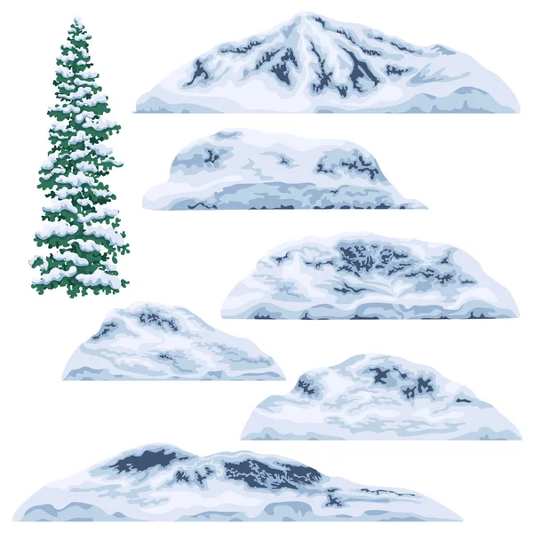 Montagnes et collines enneigées . — Image vectorielle