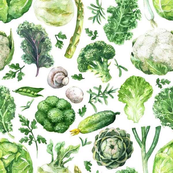 Green Vegetables Seamless Pattern — Stock Photo, Image