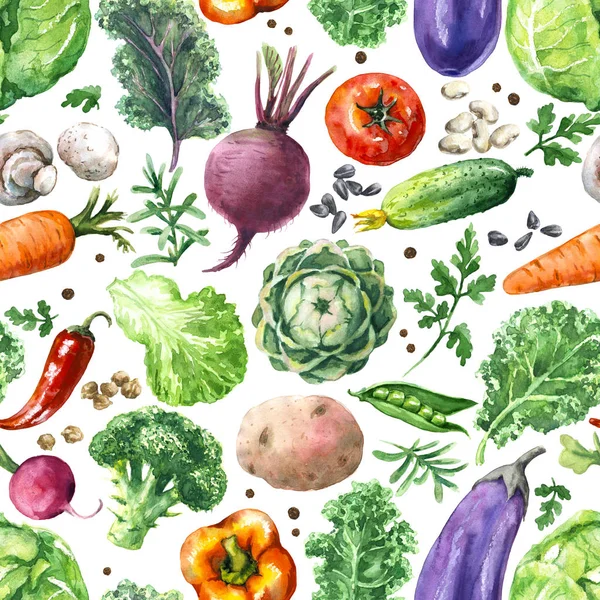 Watercolor Vegetables Seamless Pattern — Stock Photo, Image