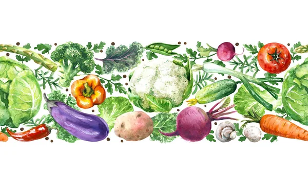 Vegetables Horizontal  Seamless Pattern — Stock Photo, Image