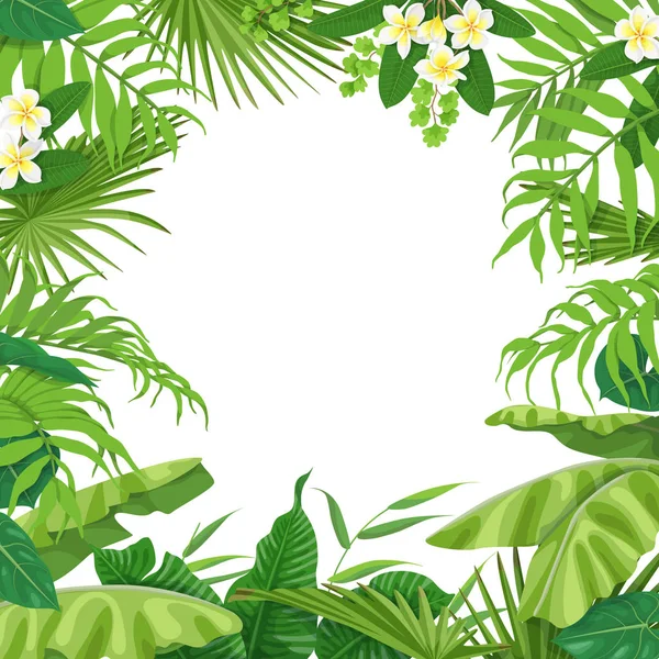 Fondo de verano con plantas tropicales — Vector de stock