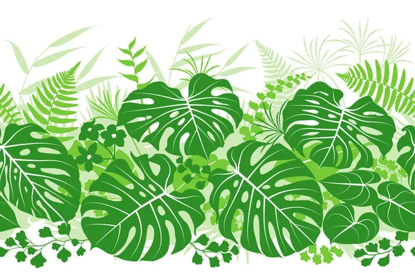 Tropical Plants  Green Pattern — Stock Vector