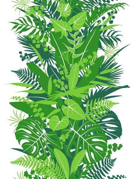 Tropical Plants  Green  Vertical Pattern — Stock Vector