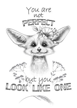 Çiçek ve Yazıtlı Fennec Fox çizgi filmi