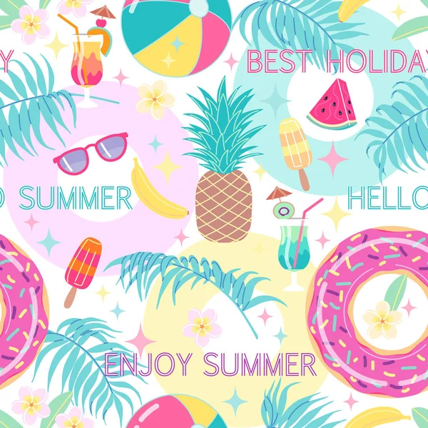 Colorful Summetime  Seamless Pattern — Stock Vector