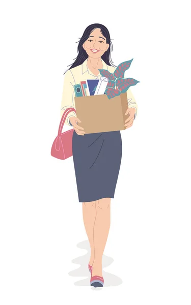 Joven mujer dejar su trabajo . — Vector de stock