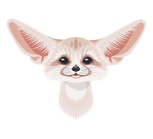 Lustige Fennec Fuchs Gesicht Oder Kopf Isoliert Auf Weißem Hintergrund — Stockvektor