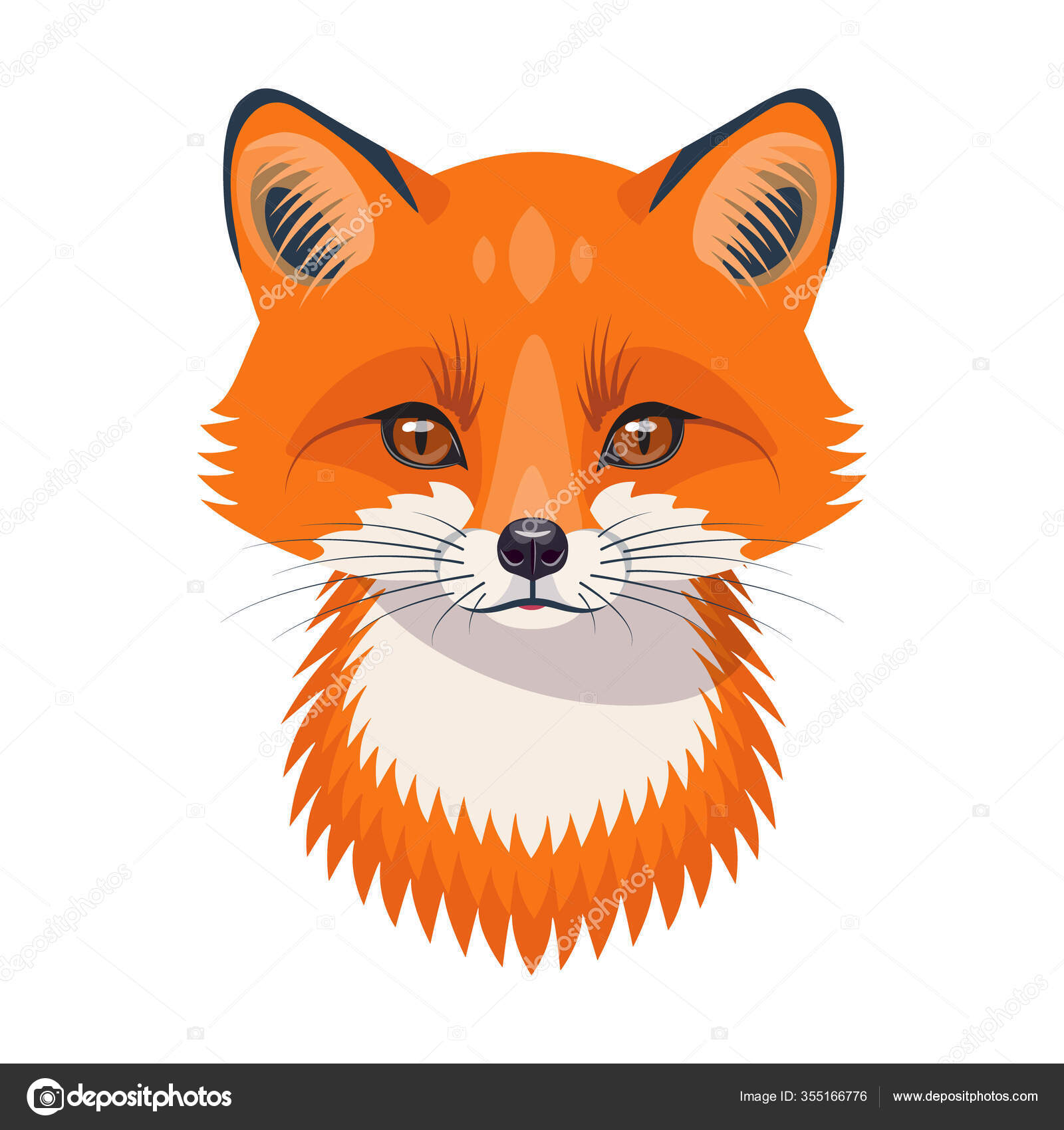 Divertida Cara Zorro Rojo Cabeza Aislada Sobre Fondo Blanco Dibujos